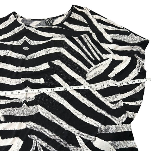 Zebra Print Clara Sun Woo Women's Size L Top Tunic Flutter Sleeve - Picture 5 of 7